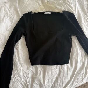 Zara Square Neck Long Sleeve Crop Top